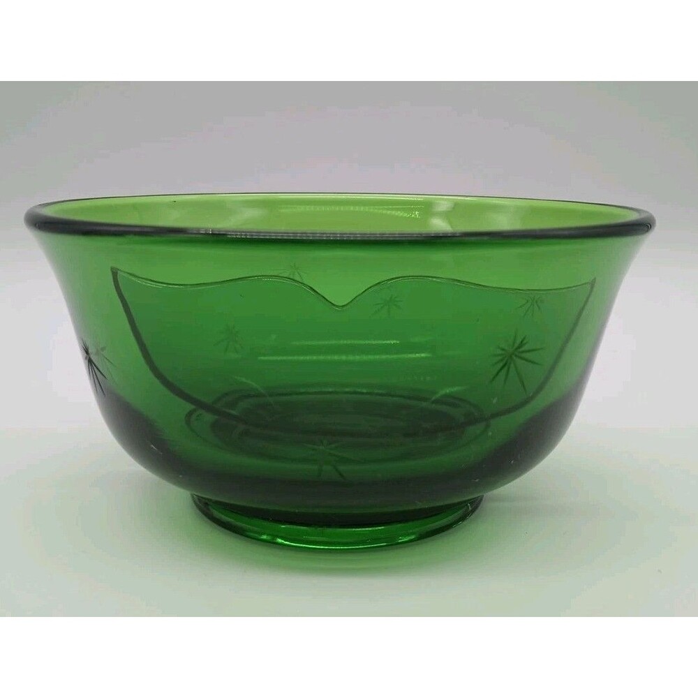 Vintage Paden City Emerald Green Glass Divided Dish MCM Atomic Starburst 5"